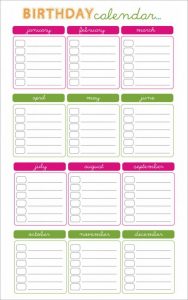 printable birthday calendar free birthday calendar template