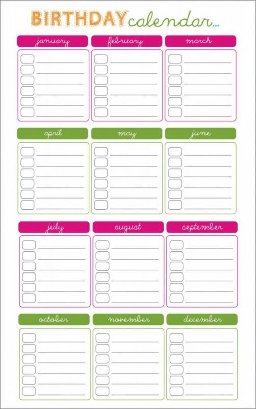 printable birthday calendar