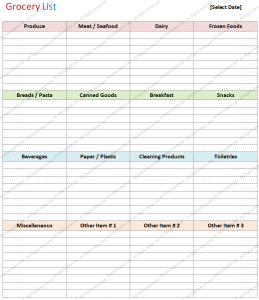 printable blank grocery list basic format of blank grocery list template