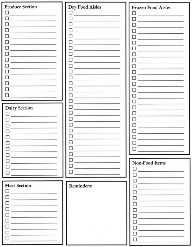 printable blank grocery list