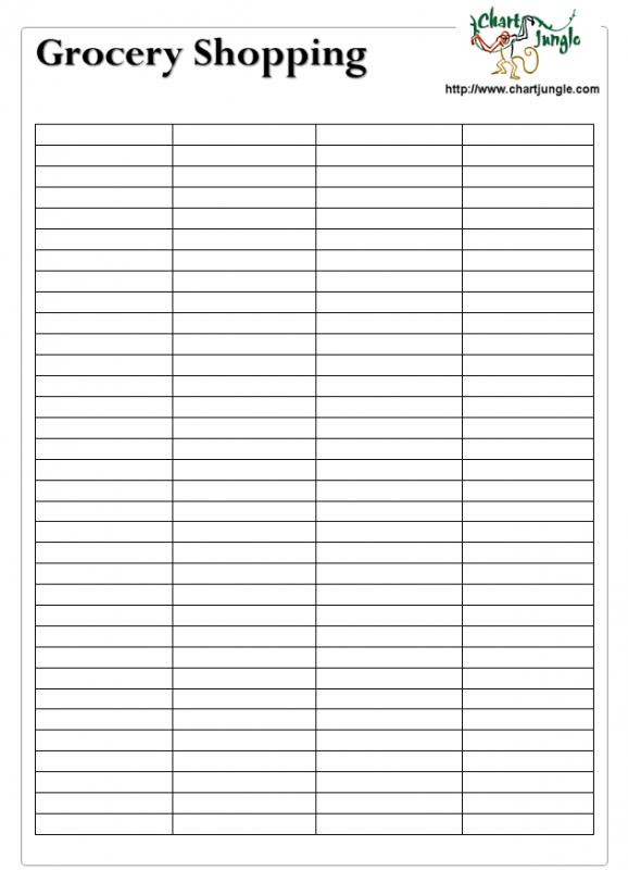 Blank Grocery List Printable