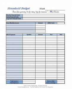 printable budget worksheet pdf simple blue household budget