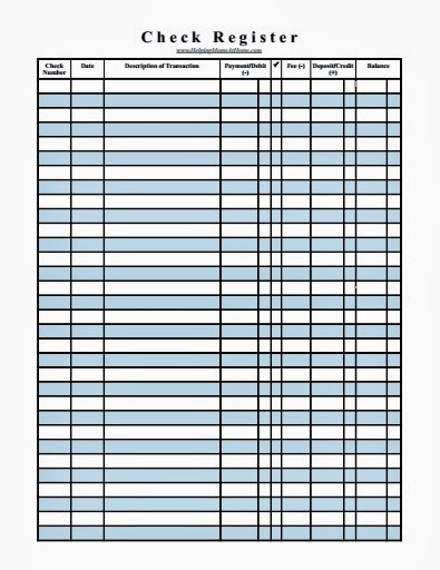 checkbook register pages printable