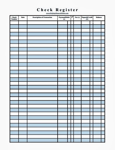 checkbook size check register printable