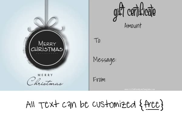 printable christmas gift certificates