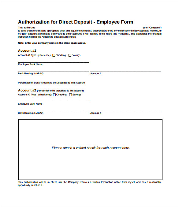 printable direct deposit form template business