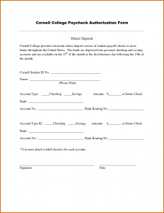 printable direct deposit form sample direct deposit authorization form