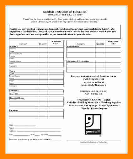 printable donation form template