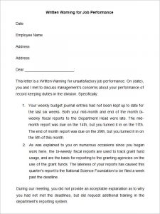 printable employee warning form written warning template for job performance