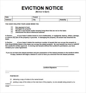 printable eviction notice notice to vacate templates image