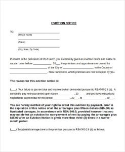 printable eviction notice template business