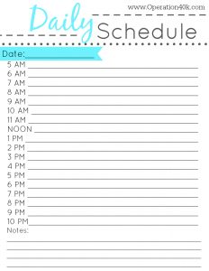 printable hourly schedule hourly daily calendar