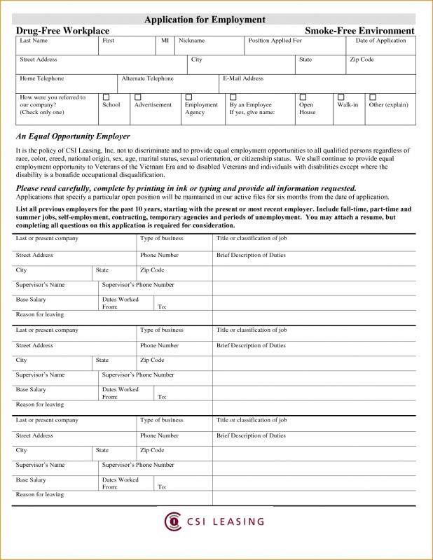 printable job applications