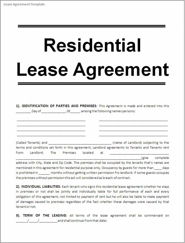 Printable Lease Agreement Template Business