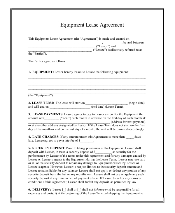 printable lease agreement template business