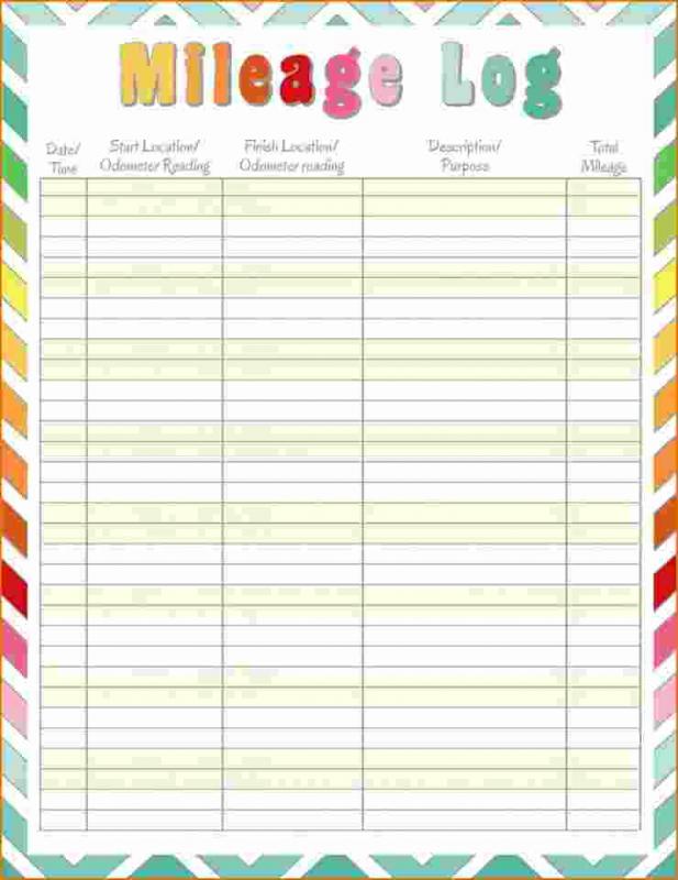 printable mileage log