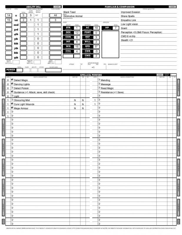 pathfinder character sheet helper