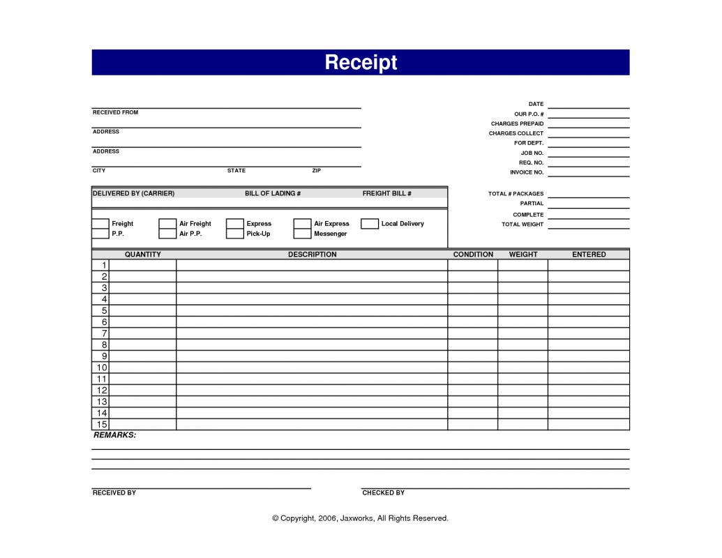 printable receipt template template business