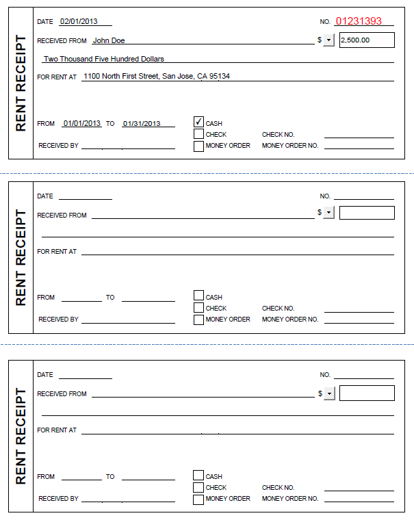 printable rent receipt