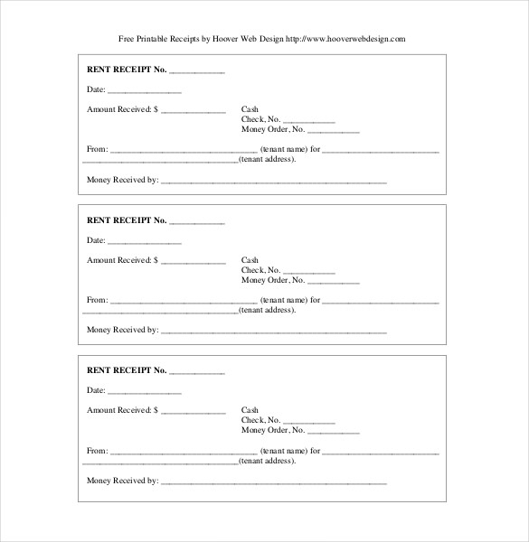 printable rent receipt template business