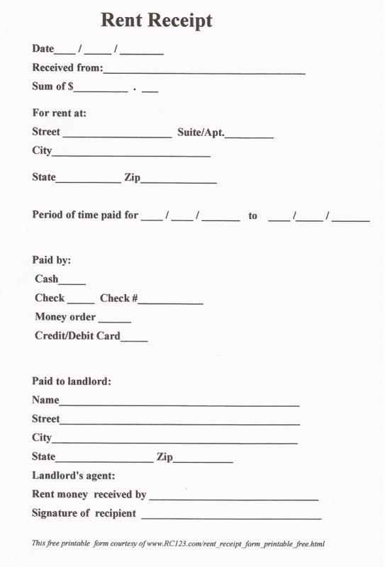 printable rent receipt