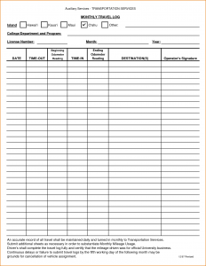 printable renters receipt travel log template