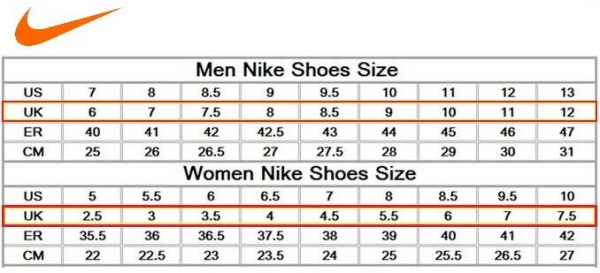 printable shoe size chart