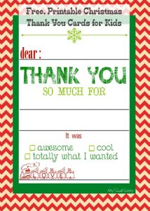 printable time card christmas thank you card