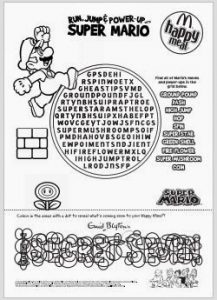 printable time sheet super mario word search