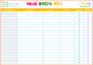 printable wedding guest list party guest list template party guest list template
