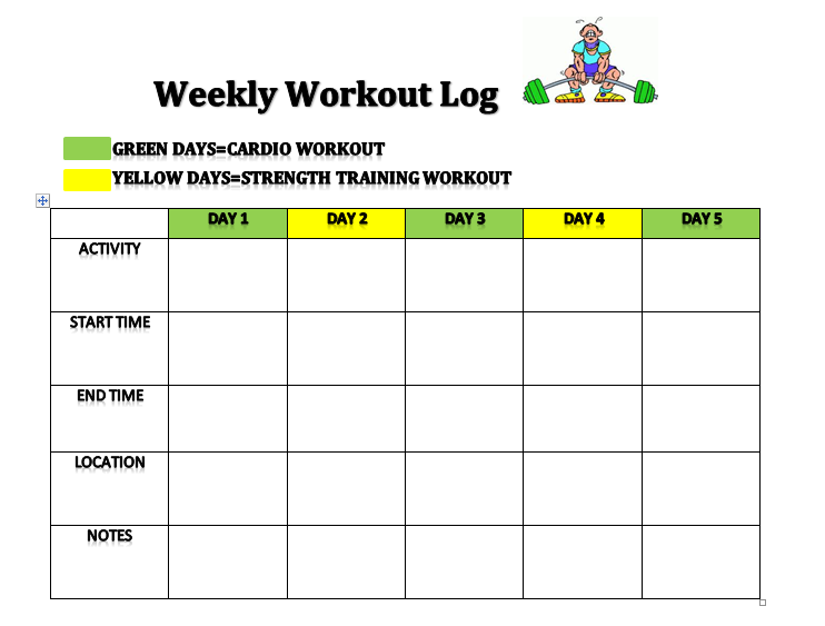 printable workout log