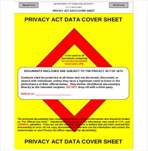 privacy act statement printable privacy act covet sheet free download