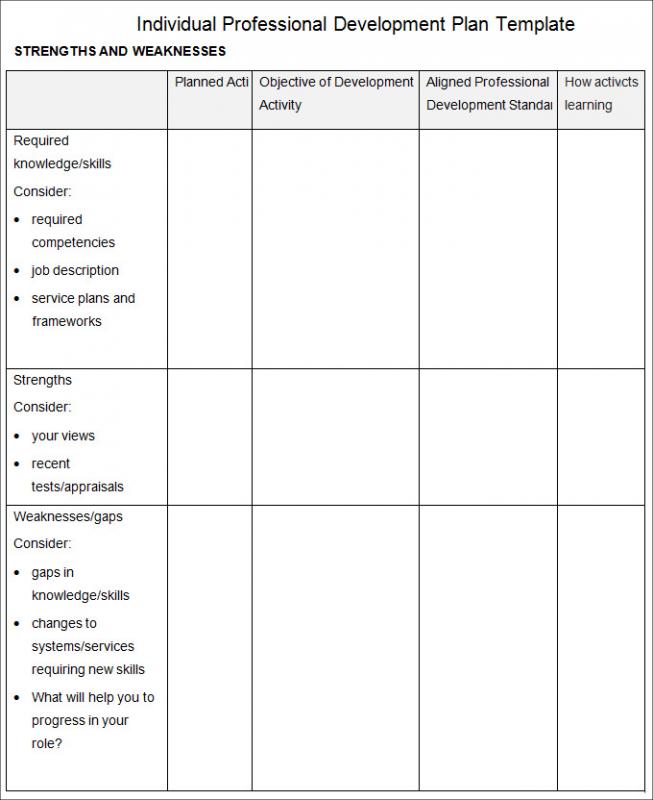 professional development plan template