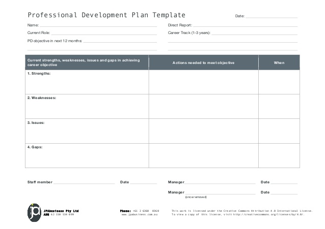 professional development plan template