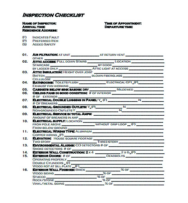 professional home inspection checklist