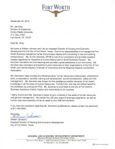 professional letter of recommendation di sanchez city of fort worth letter of recommendation