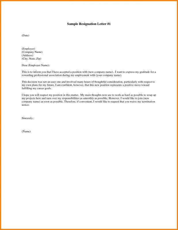 professional letter of resignation