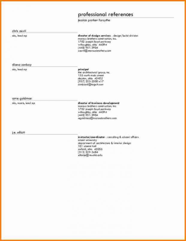 professional references template