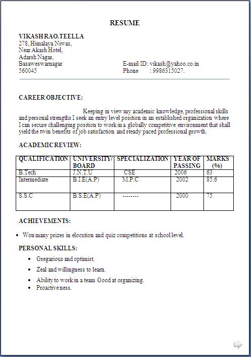 professional resume formats free download