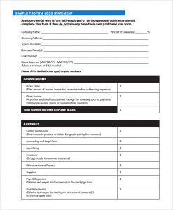 profit and loss form blank profit and loss form