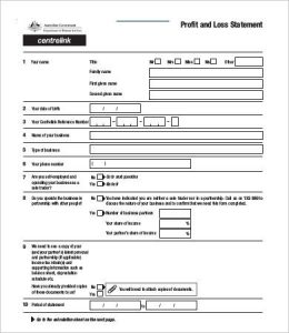 profit and loss form profit and loss statement form for small business