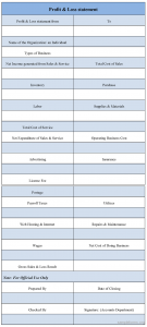 profit and loss statement form profit loss statement form