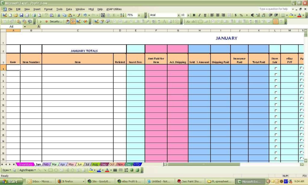 profit and loss template excel