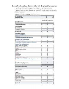 profit and loss template for self employed profit and loss statement for self employed anuvrat