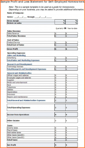 profit and loss template for self employed profit and loss statement for self employed profit and loss statement for self employed template free