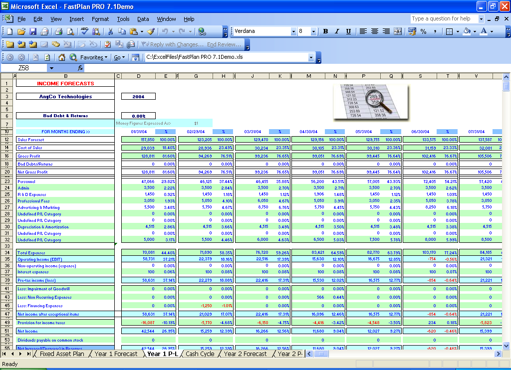 profit and loss templates