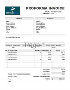 proforma invoice template proforma invoice template