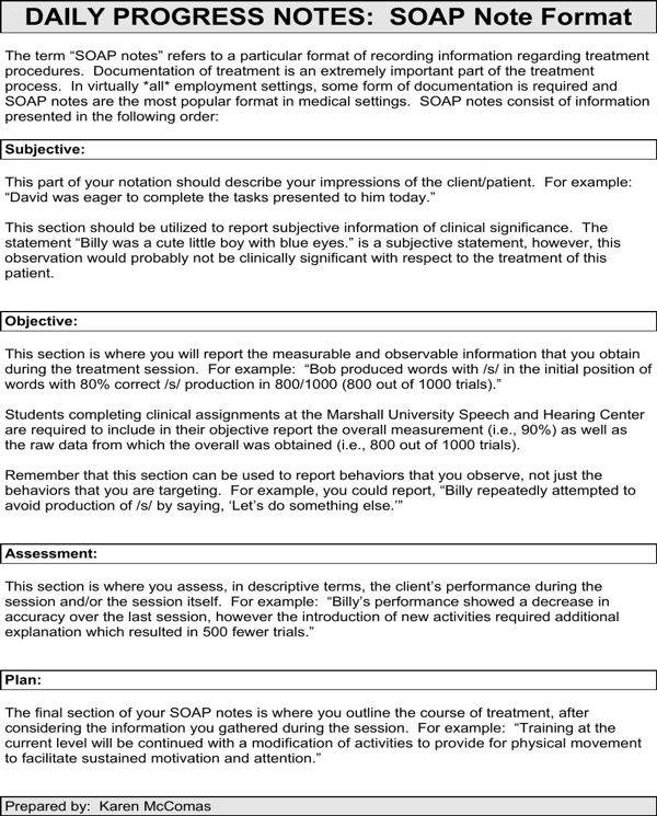 Counseling Progress Notes Template