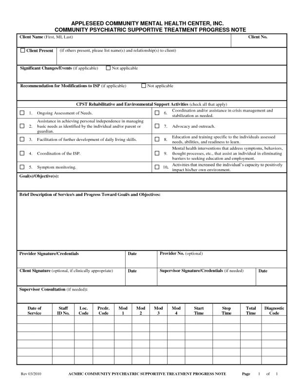 Progress Note Template For Mental Health Counselors Template Business