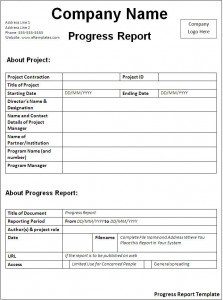 progress report format progress report template x